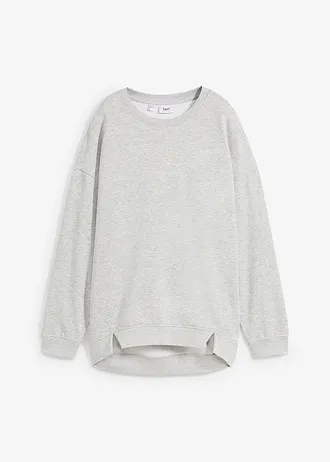 Bluza oversize z mieszanki bawełny • jasnoszary melanż • sklep bonprix