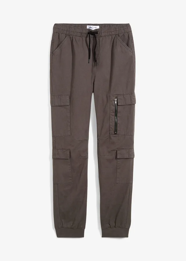 Pantaloni cargo Regular Fit, cu elastic și șiret în talie, din bumbac 100%