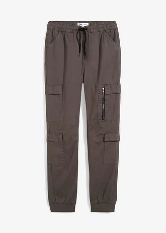 Pantalon cargo regular 100% coton à taille élastiquée