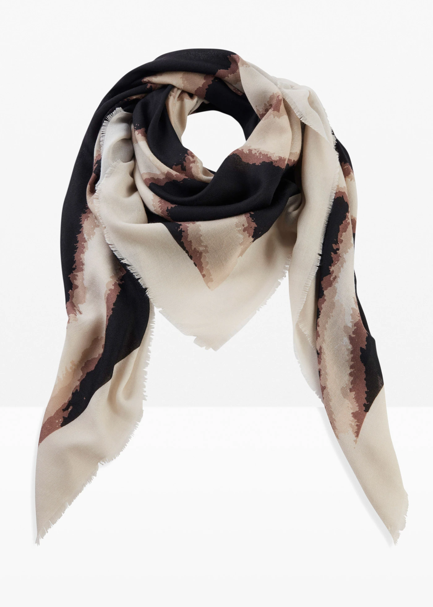 Zachte sjaal met een modieuze print • zwart/bruin/taupe/crème met print • bonprix online shop