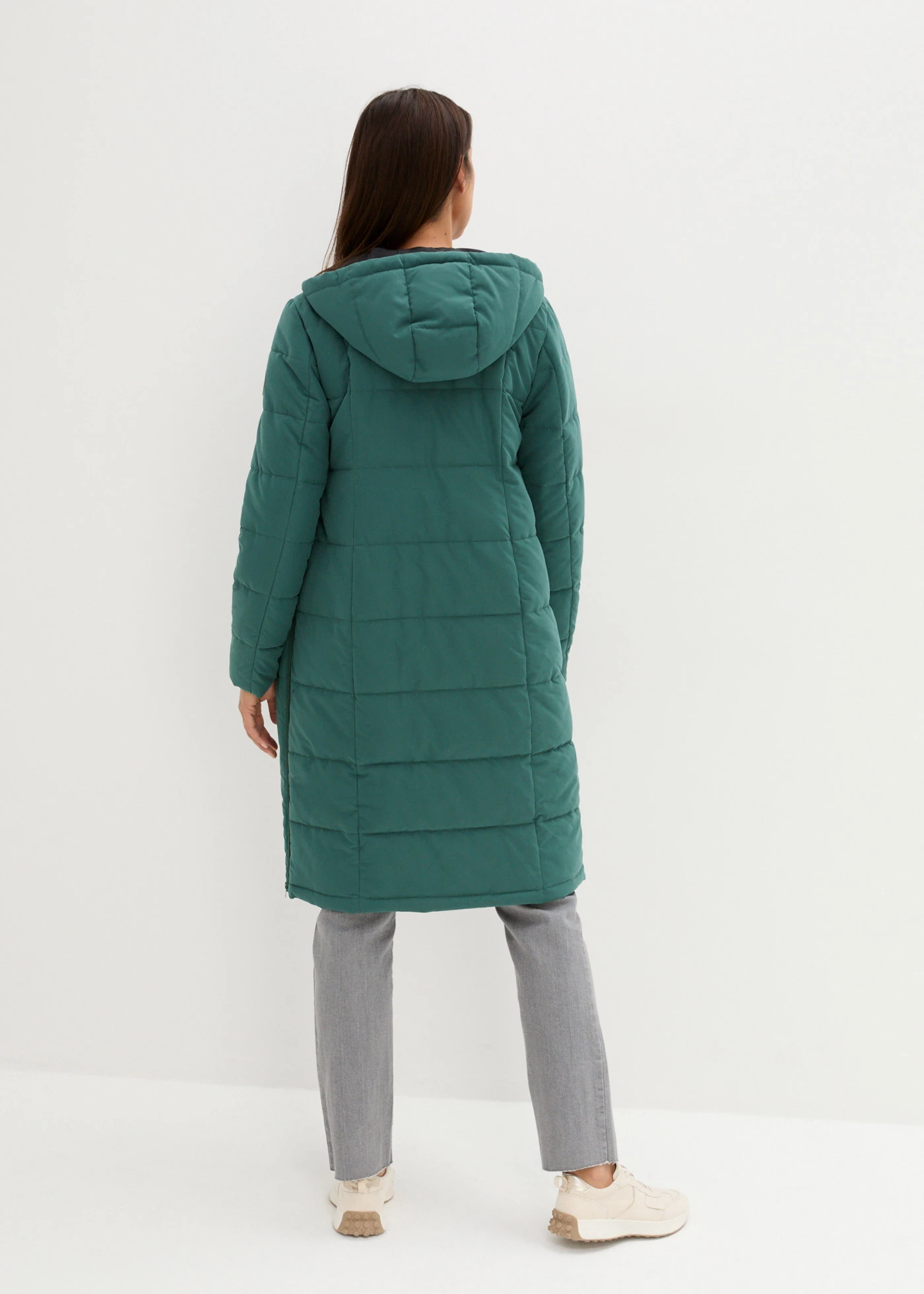 Geacă matlasată 3-în-1 de gravide, cu inserție portbebe, cu poliester reciclat • verde mat • magazin bonprix