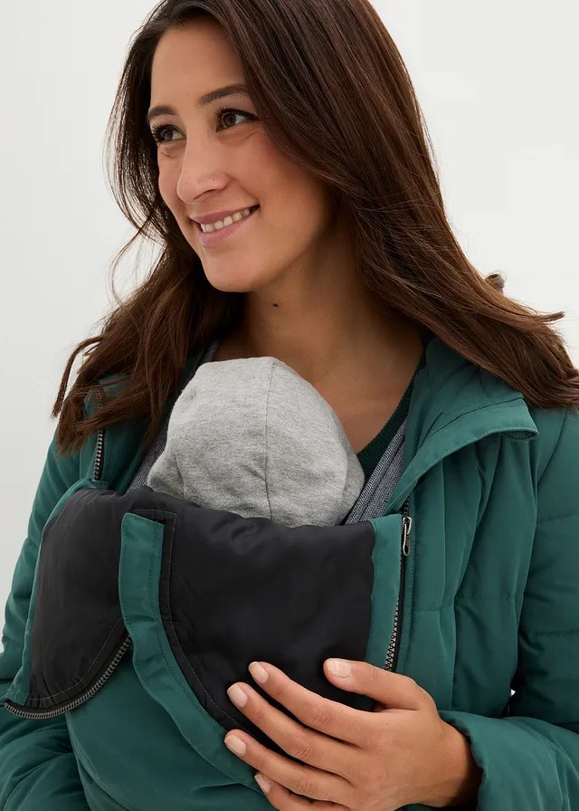 Lange, gewatteerde zwangerschapsjas/draagjas met gerecycled polyester • mat groen • product-page.page-title-suffix
