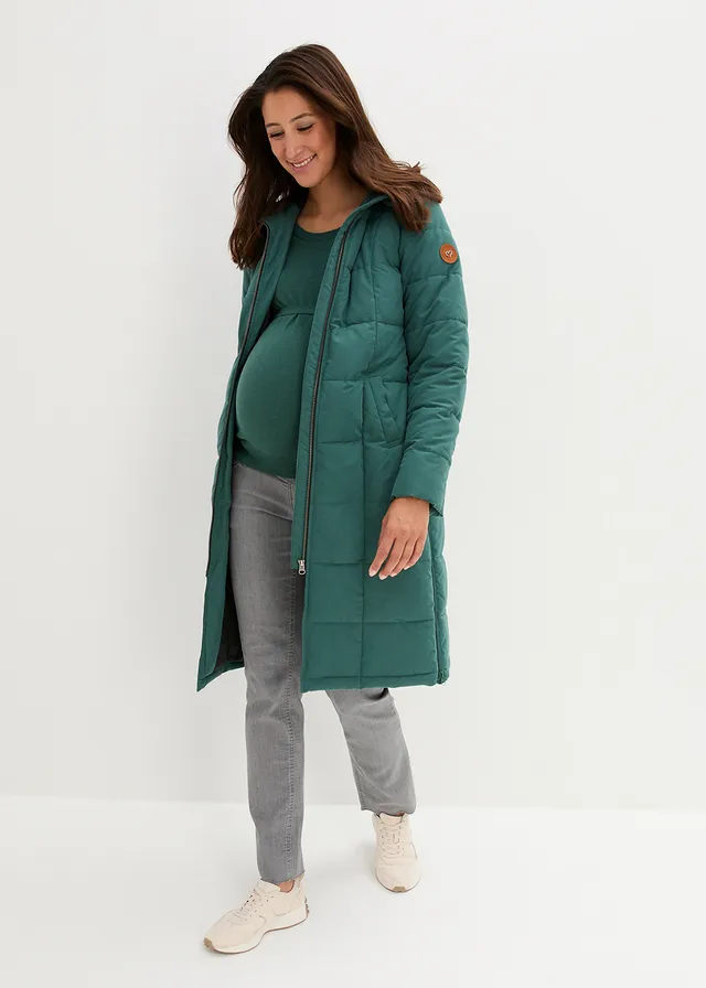 Lange, gewatteerde zwangerschapsjas/draagjas met gerecycled polyester • mat groen • product-page.page-title-suffix