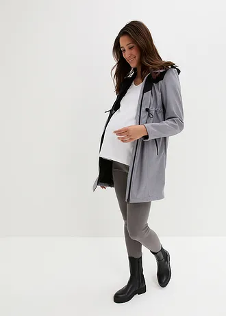 Krátký softshellový těhotenský/nosicí kabát • šedý melír-černá • bonprix obchod