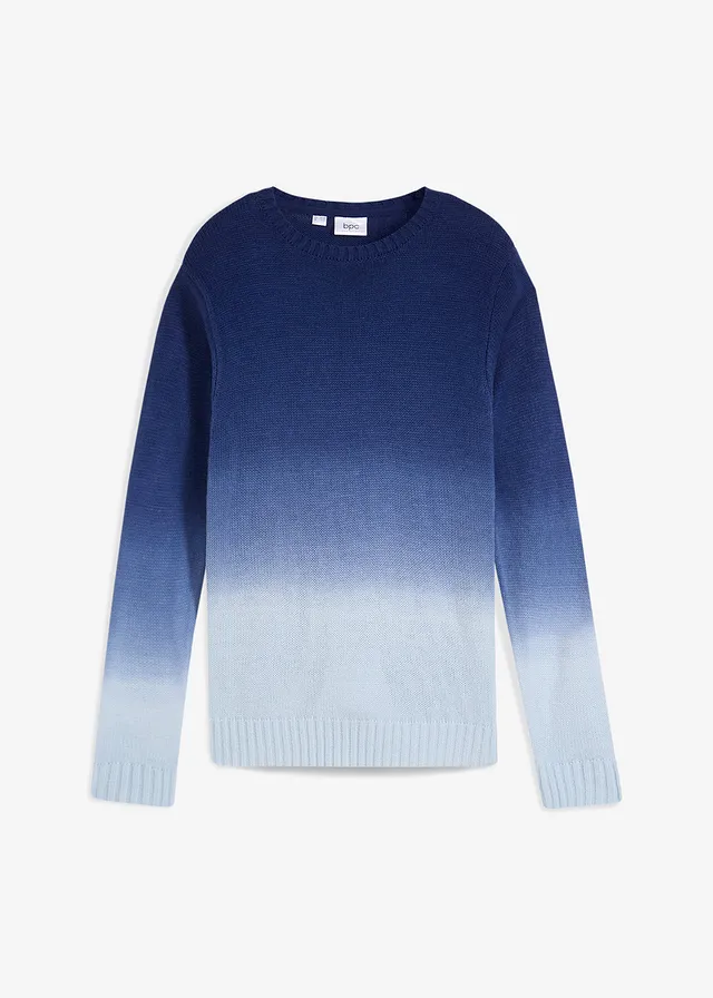 Pulover cu degrade cromatic • indigo + albastru pudrat • magazin bonprix