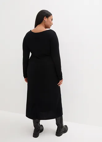 Pletené dlouhé šaty, barva: černá