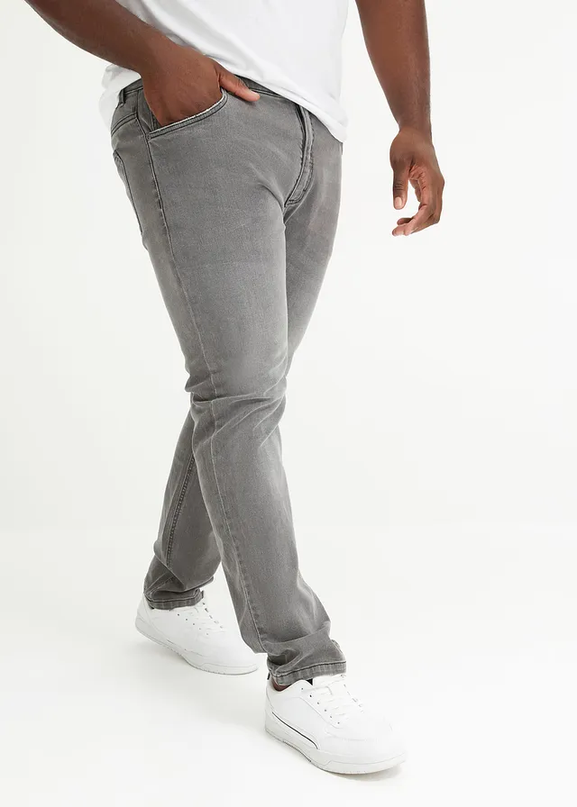 Slim fit stretch jeans, straight, Kleur: donkergrijs denim used