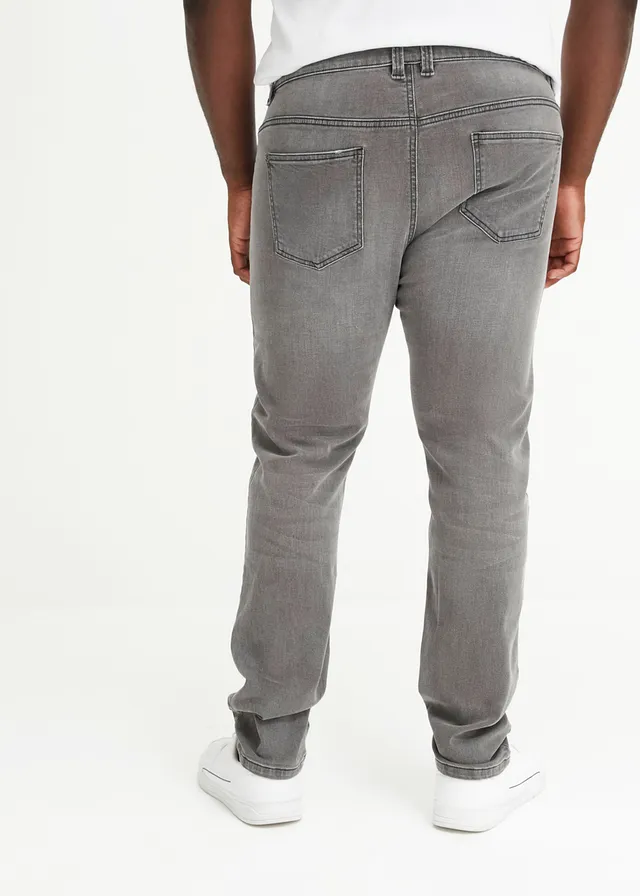 Slim fit stretch jeans, straight, Kleur: donkergrijs denim used