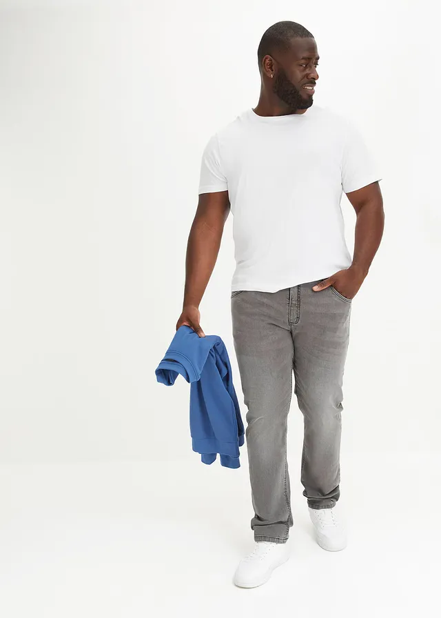 Slim fit stretch jeans, straight, Kleur: donkergrijs denim used