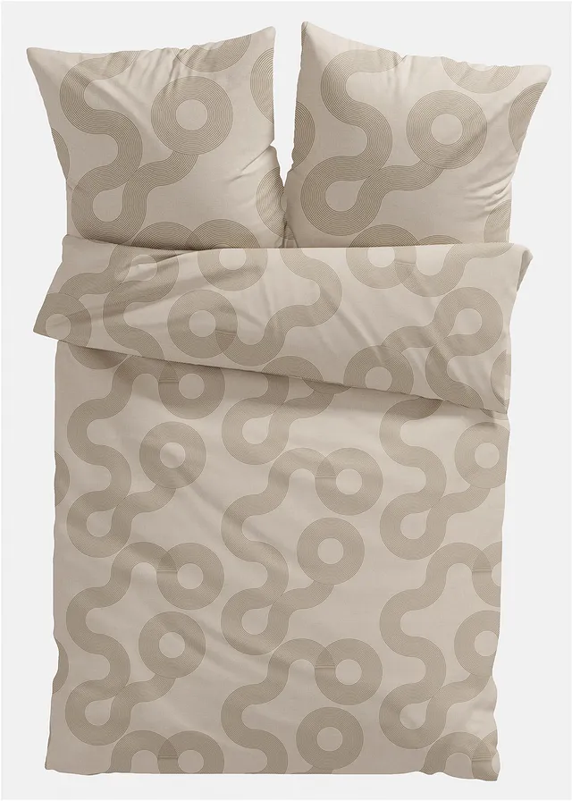 Dekbedovertrek in een katoenmix, Kleur: beige