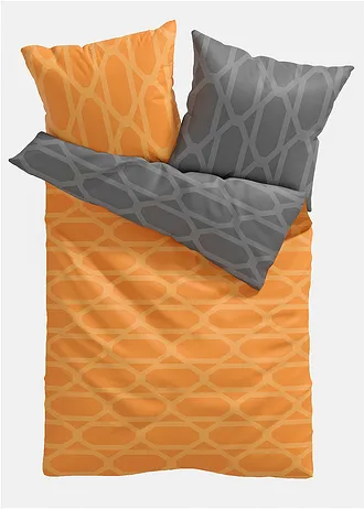 Omkeerbaar dekbedovertrek van katoenmix • geel-grijs • bonprix online shop