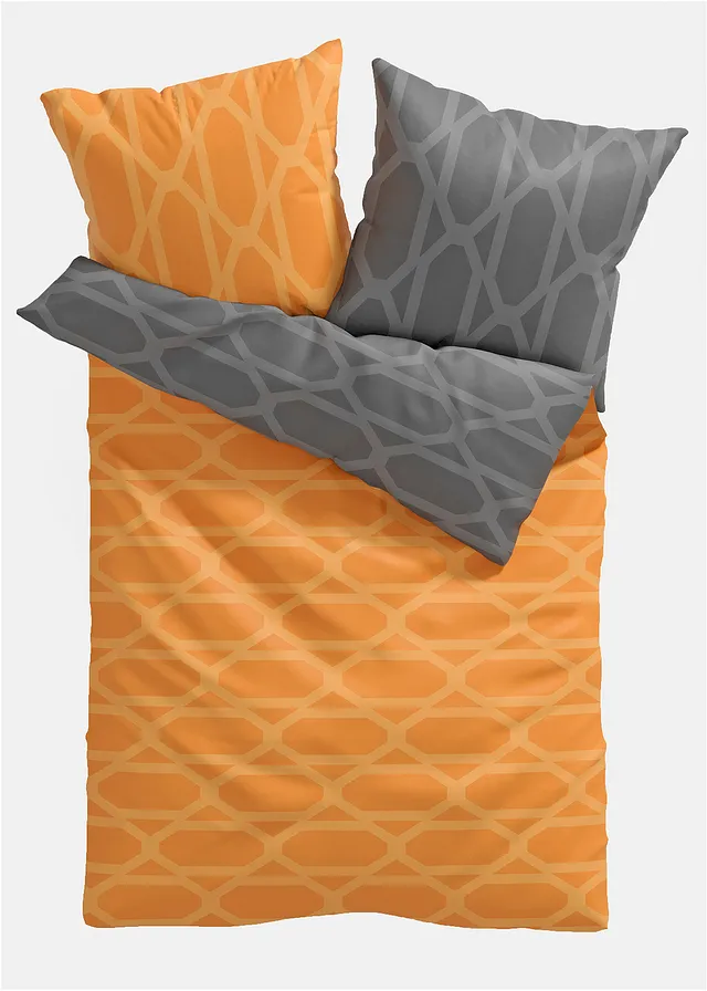 Omkeerbaar dekbedovertrek van katoenmix • geel-grijs • bonprix online shop