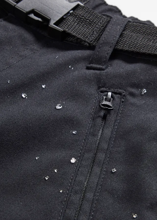 Waterafstotende outdoor broek van stretch-twill met riem, straight • zwart • product-page.page-title-suffix