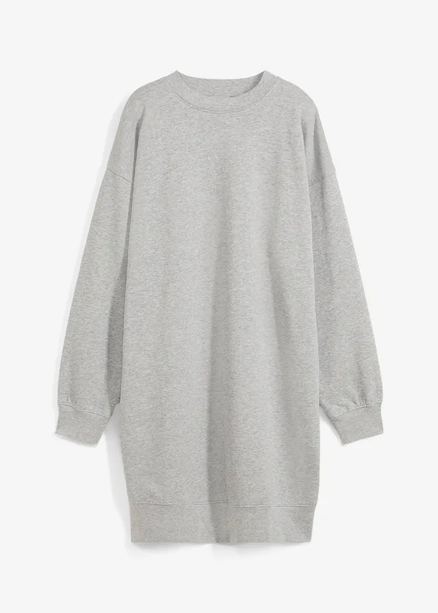 Oversized sweatjurk, Kleur: lichtgrijs gemêleerd