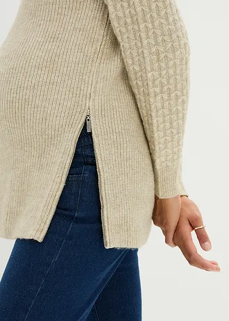 Teplý těhotenský/kojicí svetr 2 v 1 • nová khaki • bonprix obchod