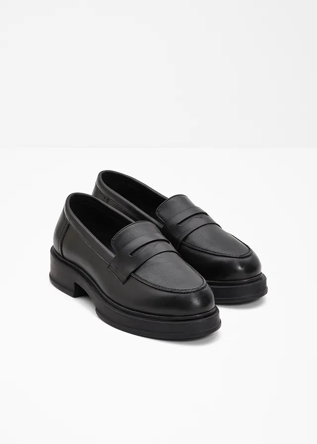 Leren loafers, Kleur: zwart