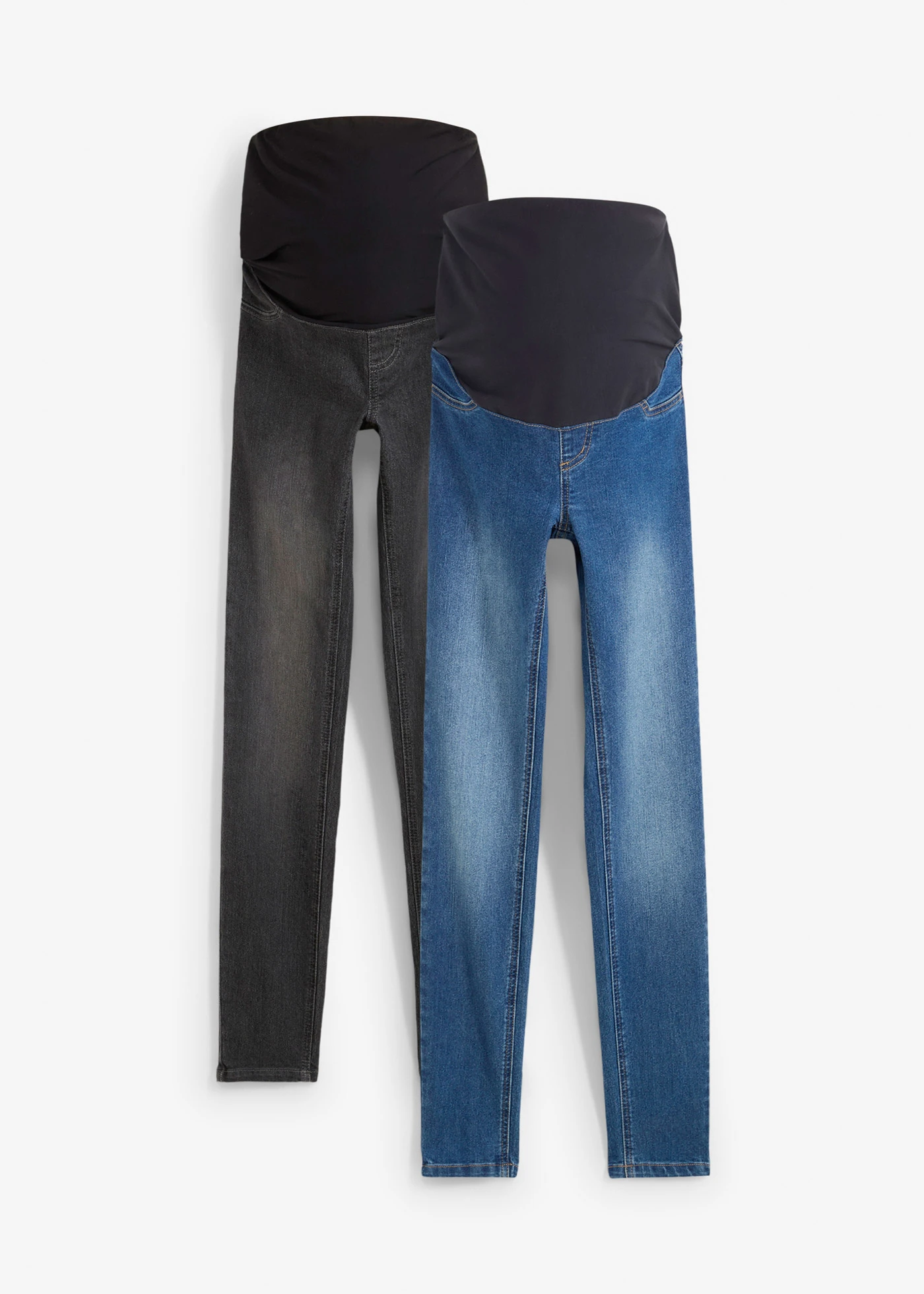 Těhotenské jeggings s bavlnou (2 ks), Skinny • modrá stone + černá stone • bonprix obchod