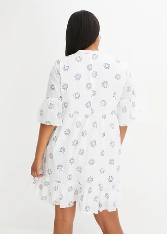 Šaty, barva: bílo-modrá s potiskem