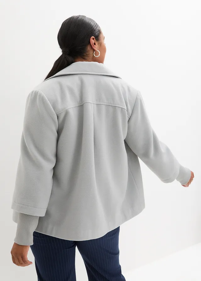Peacoat met gebreide mouwen, Kleur: schaduwgrijs