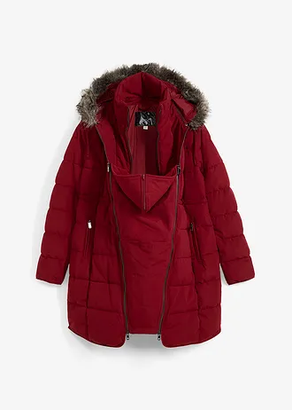 Gewatteerde zwangerschapsjas / draagjas, Kleur: kastanjerood