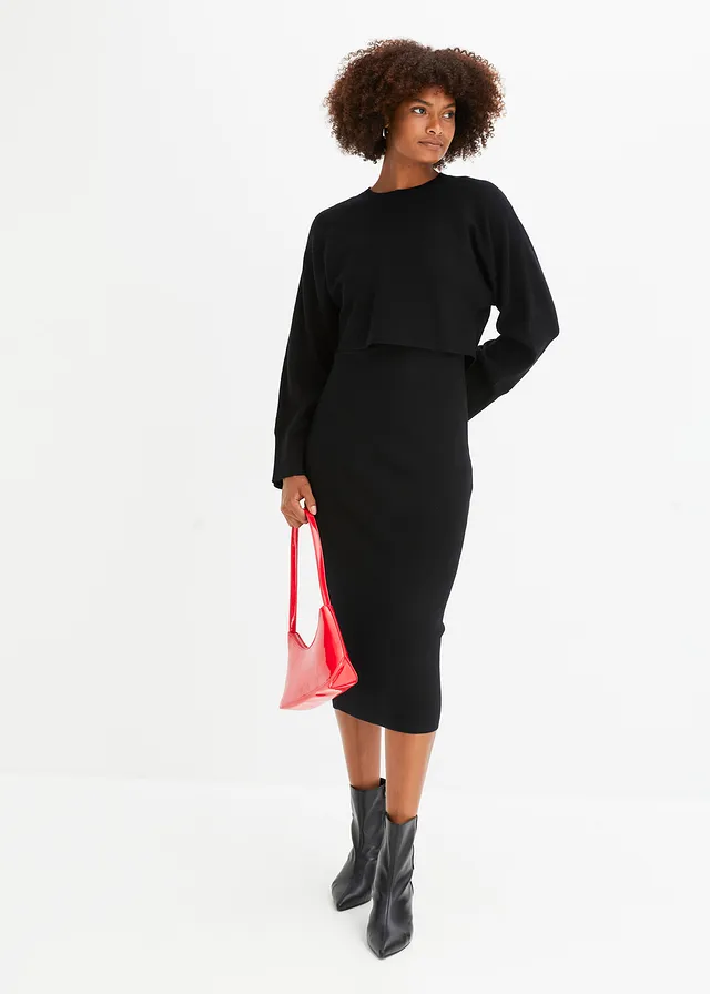 Ensemble 2 pièces en maille, Couleur: noir