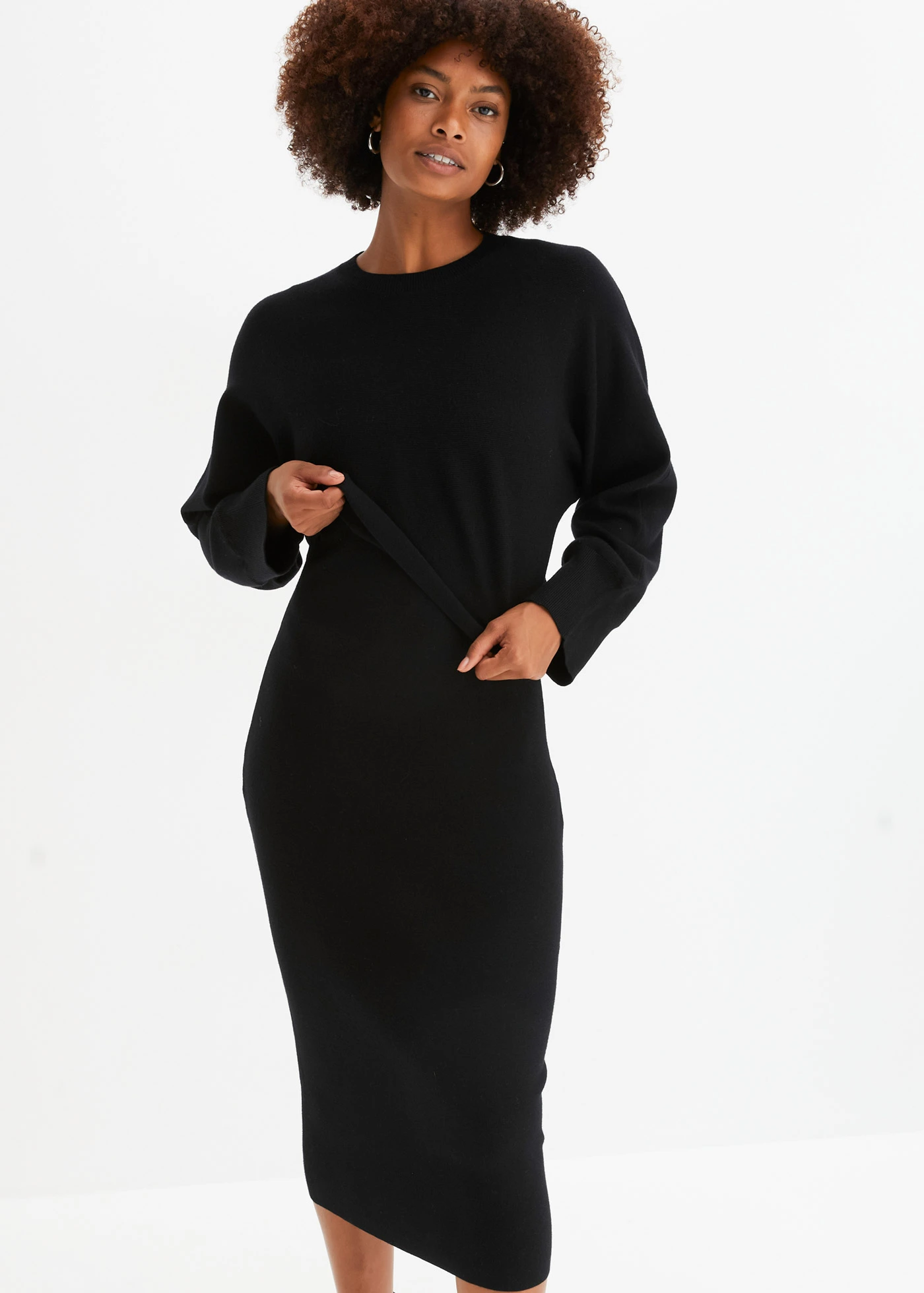 Set rochie tricotată ( set/ 2 piese) • negru • magazin bonprix