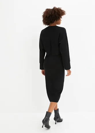 Set rochie tricotată ( set/ 2 piese) • negru • magazin bonprix