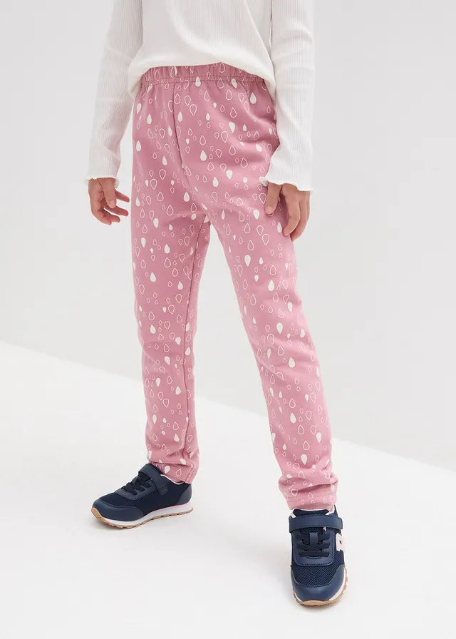 Legging thermique 100% coton, Couleur: rose/écru