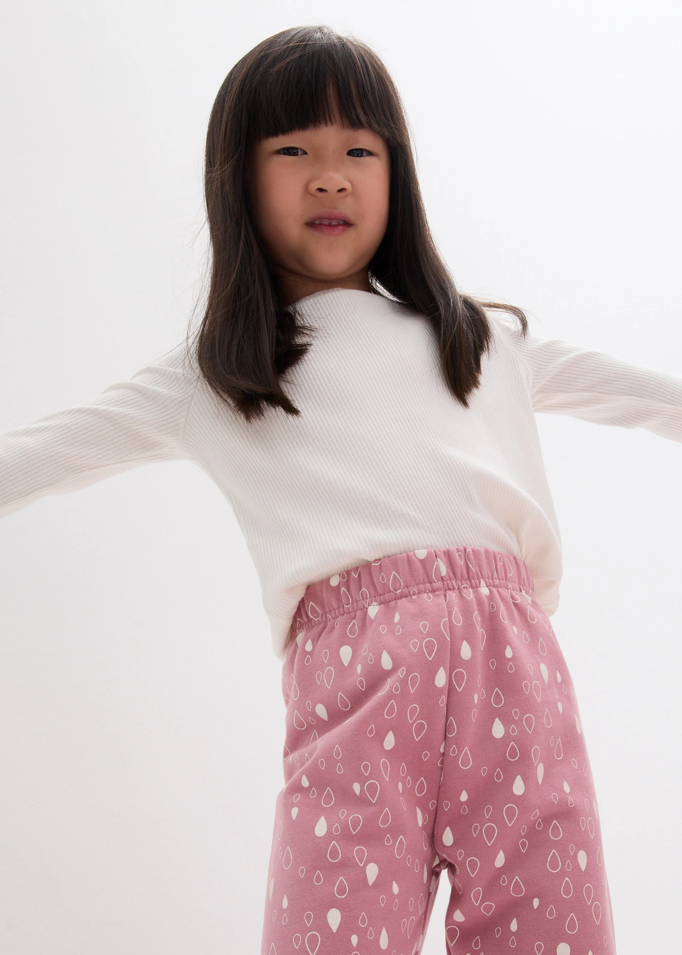 Termo legíny z organické bavlny • růžová + přírodní bílá • bonprix obchod