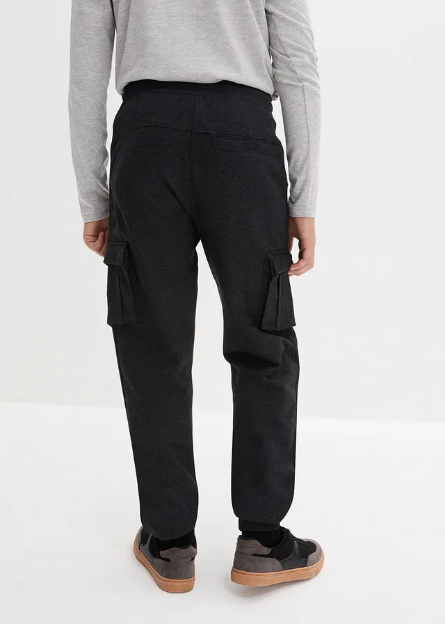 Jongens cargo joggingbroek van een zachte katoenmix, Kleur: antraciet gemêleerd