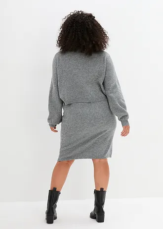 Dvoudílná těhotenská pletená souprava svetru a sukně, barva: šedý melír