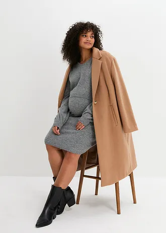 Dvoudílná těhotenská pletená souprava svetru a sukně, barva: šedý melír