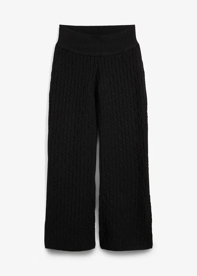 Kötött nadrág fonott mintával • fekete • bonprix áruház