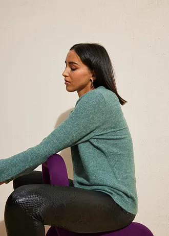 Svetr s balónovými rukávy • minerálově modrý melír • bonprix obchod