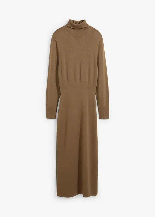 Robe en maille de laine mérinos • noyer • Boutique bonprix