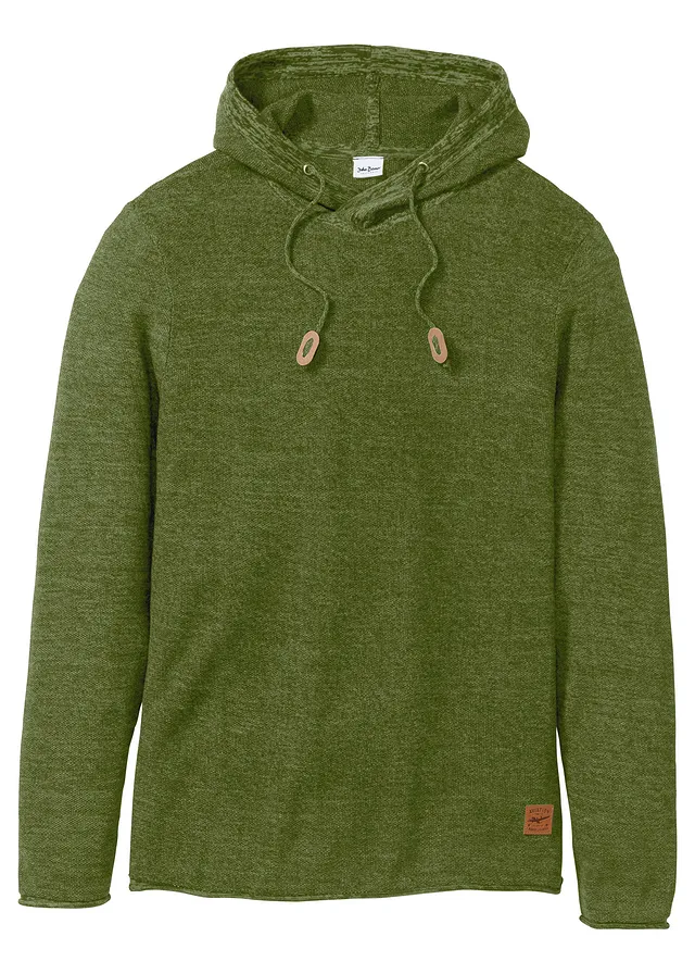Zachte gebreide hoodie • groen gemêleerd • bonprix online shop
