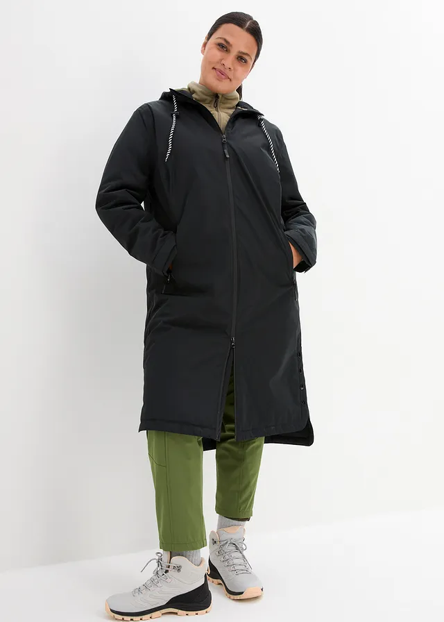 Imperméable rembourré longueur midi, Couleur: noir