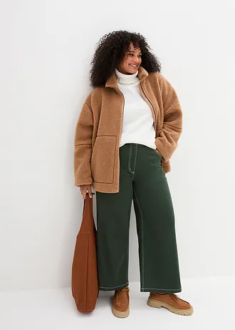 Bunda z medvídkového flísu, s podšívkou, barva: velbloudí