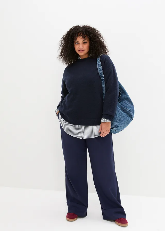 Pull oversize, Couleur: bleu foncé