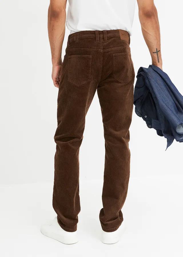 Regular fit stretch corduroy broek met comfort fit • bruin • product-page.page-title-suffix