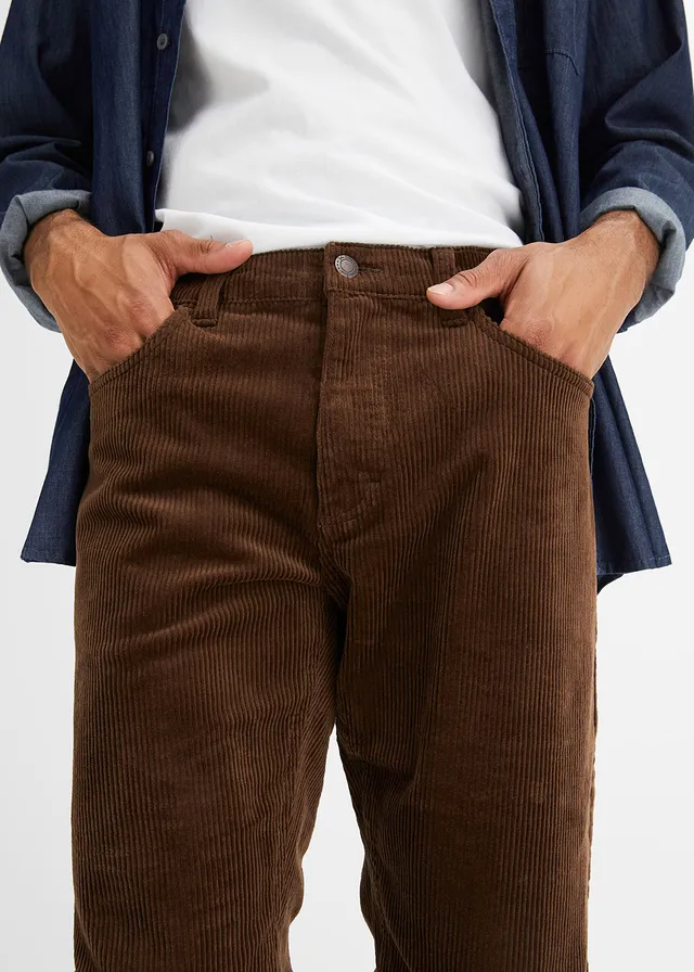 Regular fit stretch corduroy broek met comfort fit • bruin • product-page.page-title-suffix
