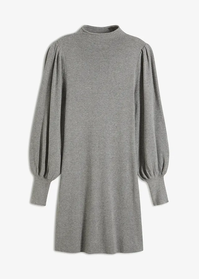 Pletené šaty s balónovými rukávmi