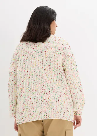 Pull oversize en grosse maille, Couleur: écru pois