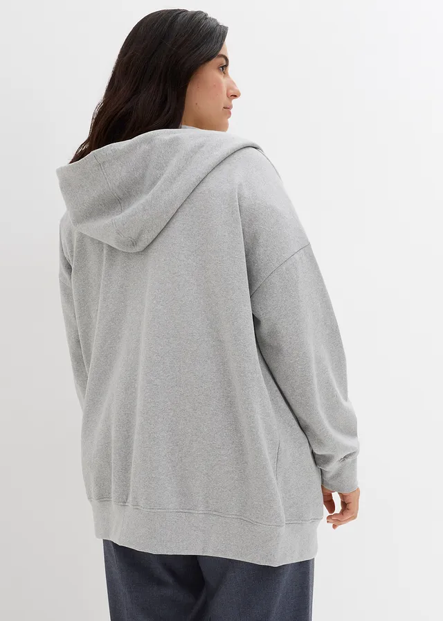 Sweatvest met capuchon, Kleur: lichtgrijs gemêleerd