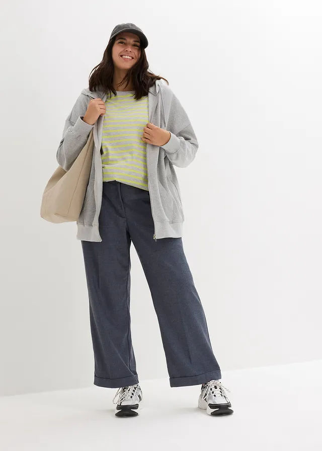 Sweat zippé à capuche, Couleur: gris clair chiné