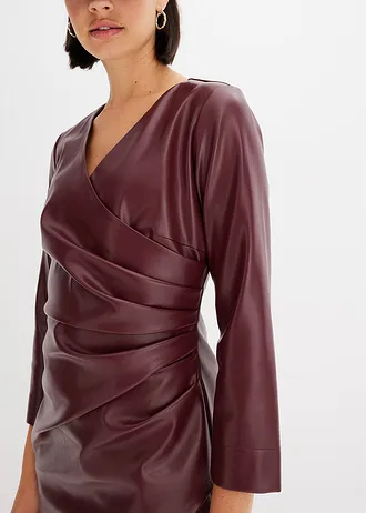 Imitatieleren jurk • donkerbessen • bonprix online shop