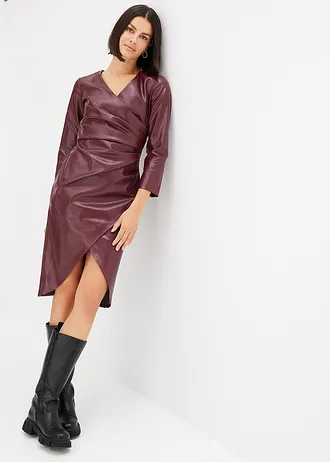 Imitatieleren jurk • donkerbessen • bonprix online shop