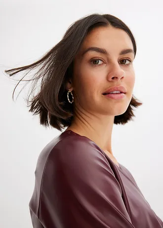 Imitatieleren jurk • donkerbessen • bonprix online shop