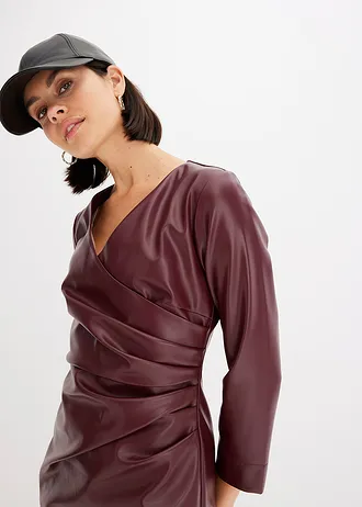 Imitatieleren jurk • donkerbessen • bonprix online shop