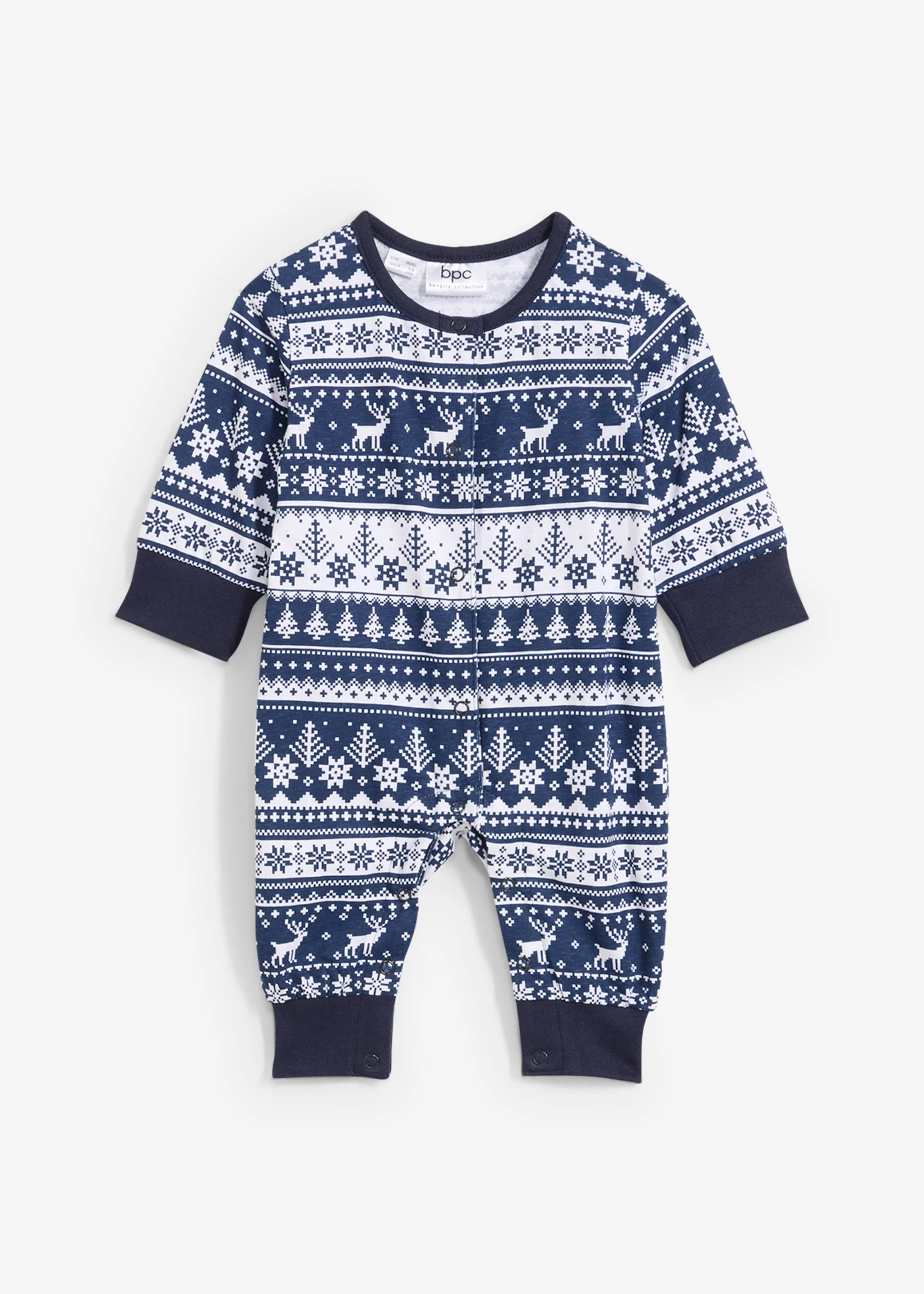 Combinaison bébé 100% coton • bleu profond-blanc • Boutique bonprix